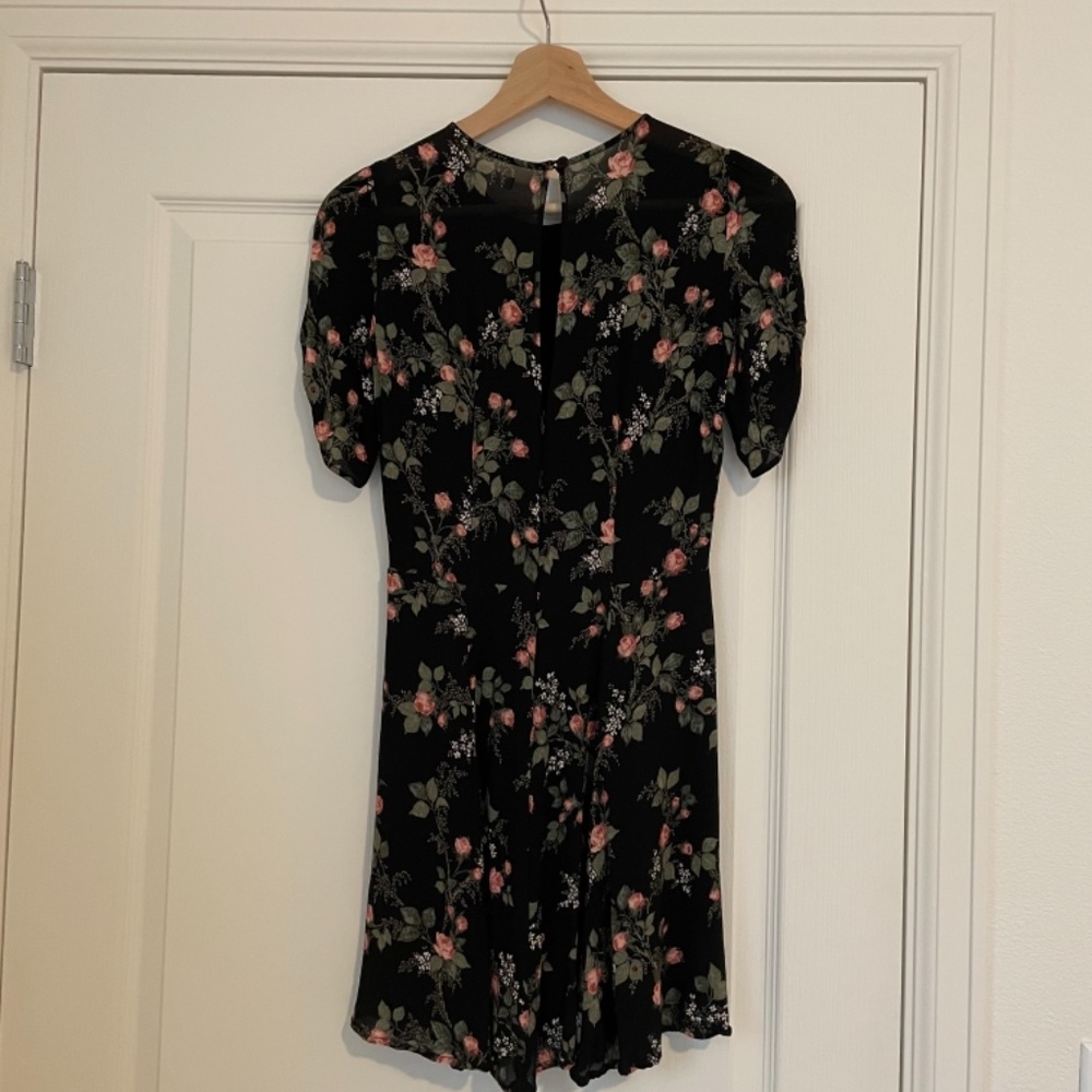 Reformation Gracie Black Floral Mini Dress with Pink & Green Accents - Picture 5 of 7